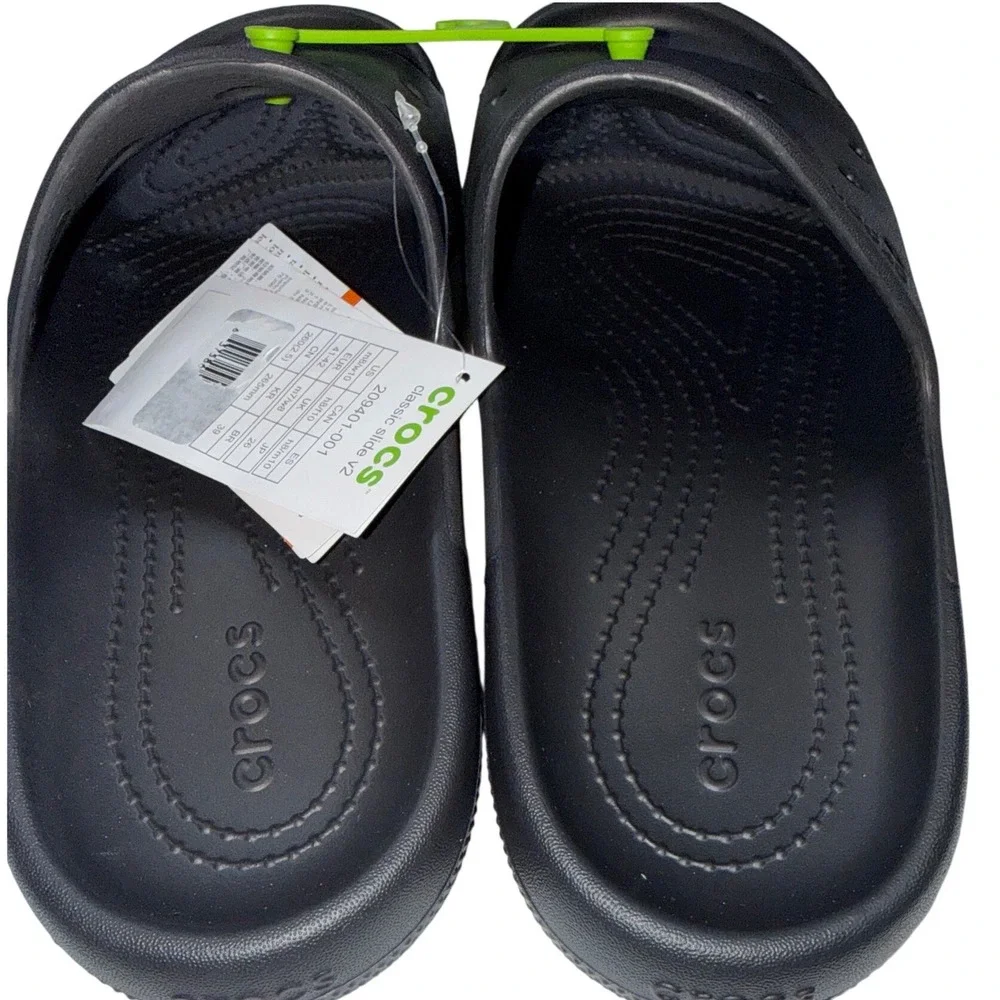 Crocs Classic Slide v2 Black Sandals Mens 8 Womens 10 209401-001